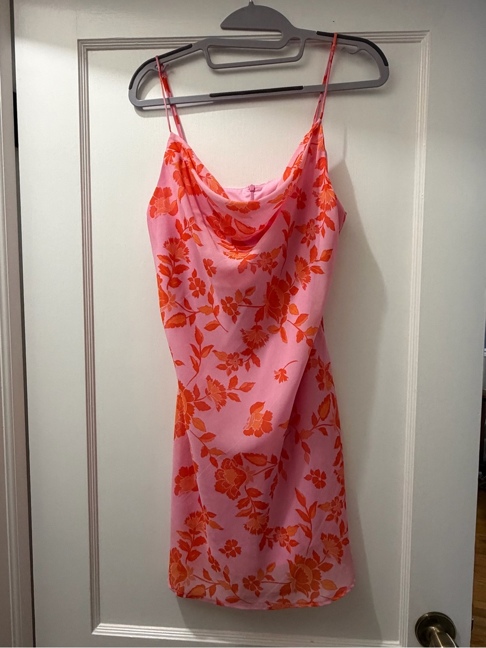 Altar'd State Pink Slip Dress with Orange Floral Print